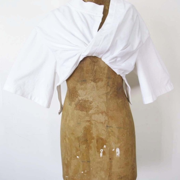 JACQUEMUS Le Bahia Court Cotton Shirt XS Crop Top Minimalist Avant Garde - Picture 2 of 9